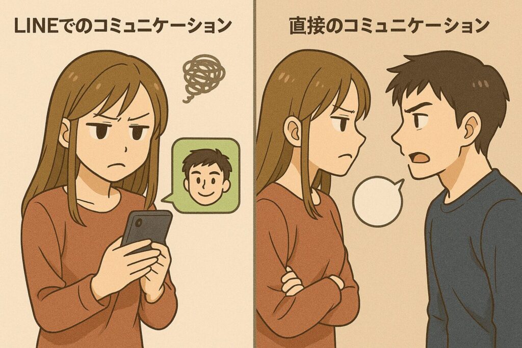 LINEでコミュニケーションを取るカップルと、直接コミュニケーションを取るカップル比較