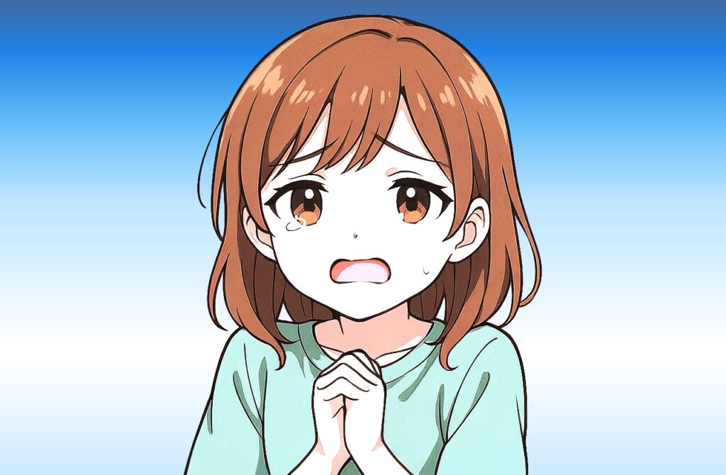 ごめんと謝る女性のイラスト