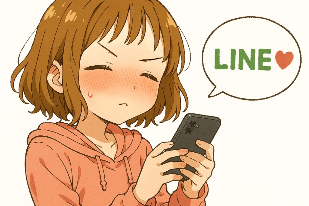 LINEで大好きと送る彼女