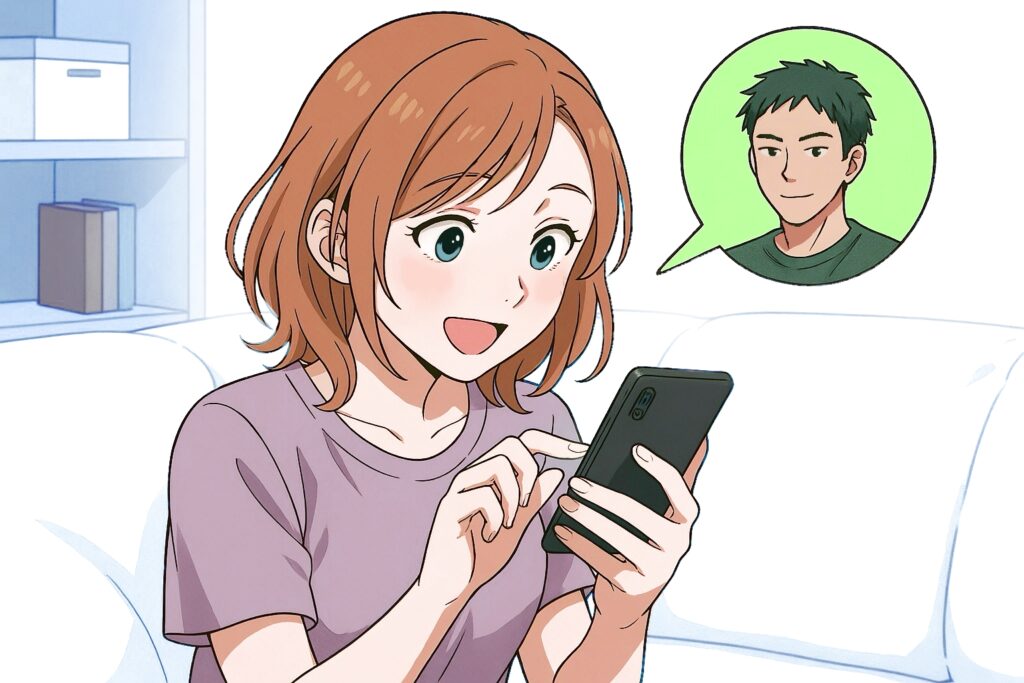 彼氏からlineが来て喜ぶ彼女