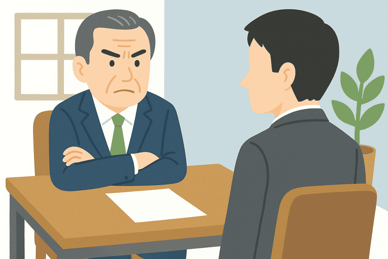上司と退職面談する会社員