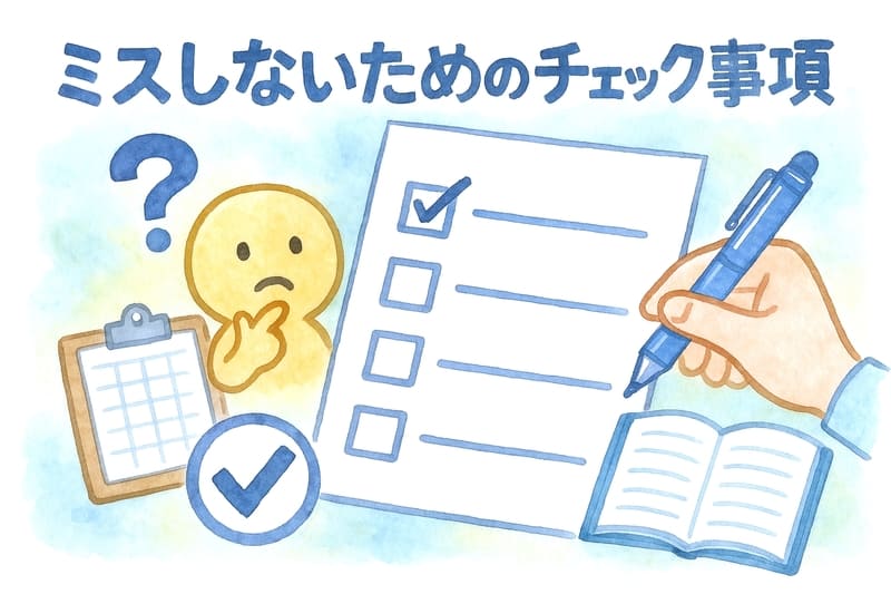 ミスしない為のチェック事項