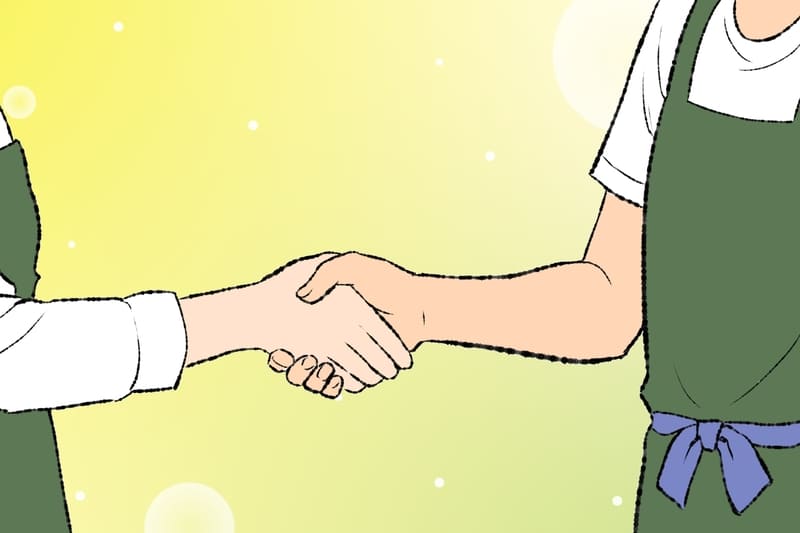 バイトを辞める時に握手する関係