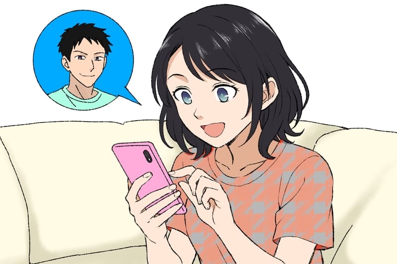 彼氏からlineが来て喜ぶ彼女
