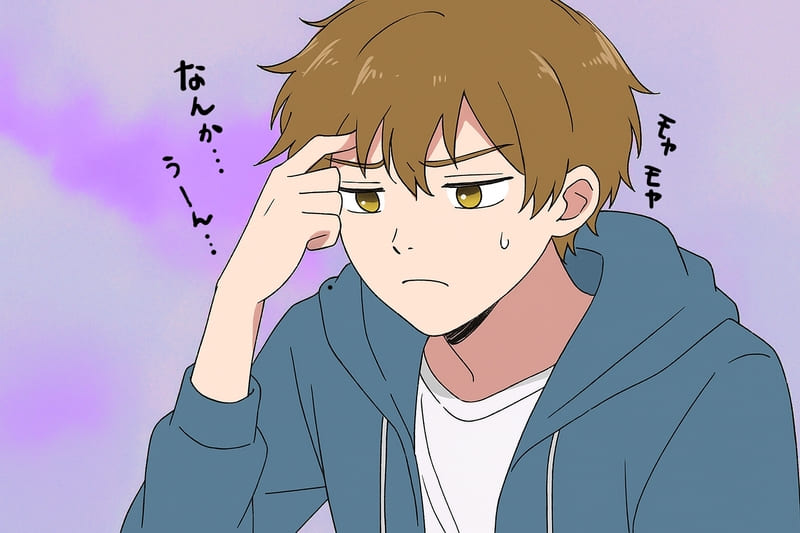 なんとなくモヤモヤしている男性。
「なんか…」「うーん……」