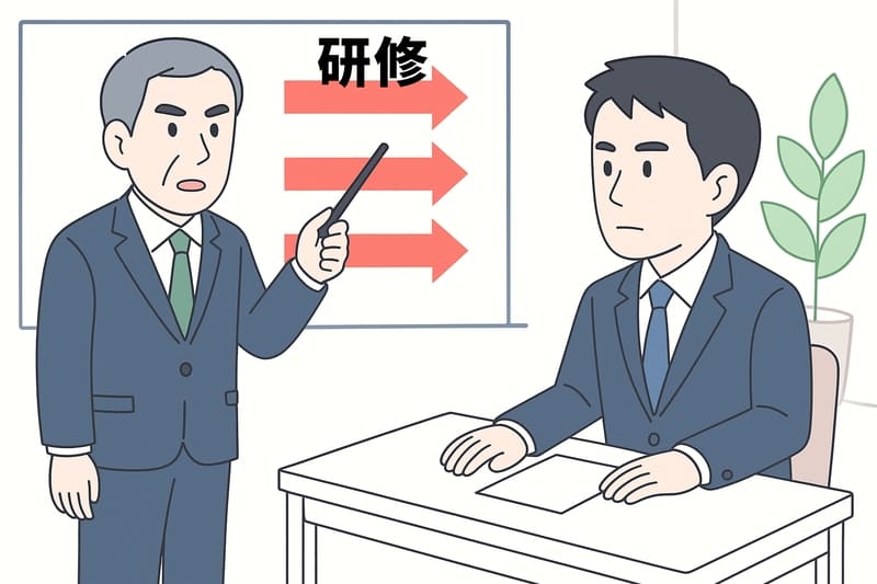 入社研修を受ける新入社員