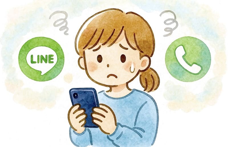 復帰したいとLINEするのに電話かラインか迷う女性